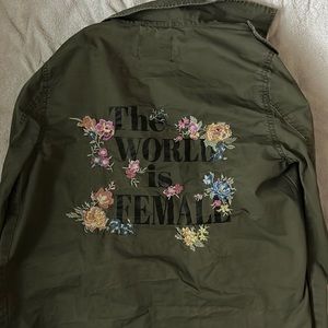 Green with Flower Print Jacket